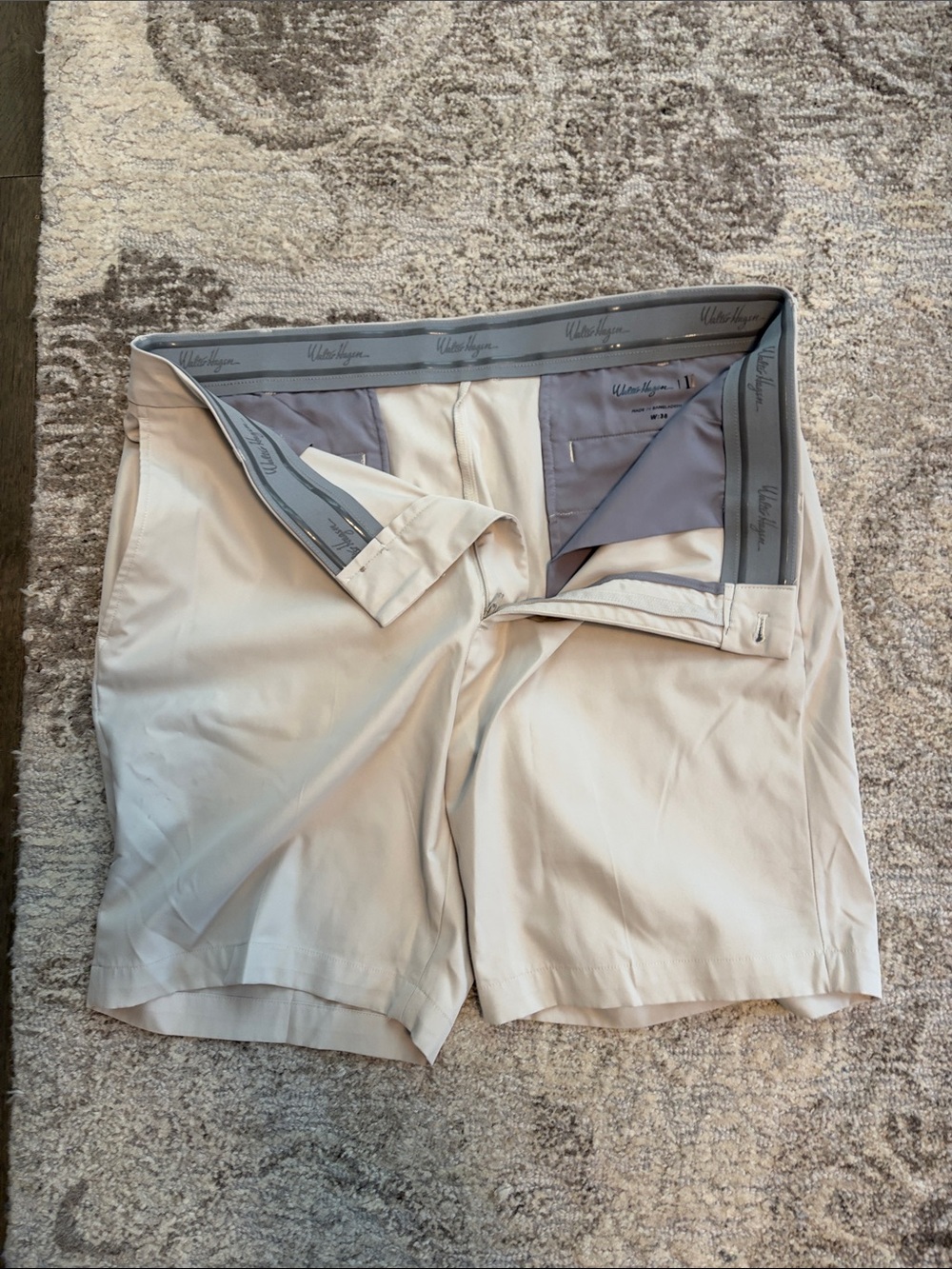 Walter Hagen Beige Flat-Front Men's Shorts
